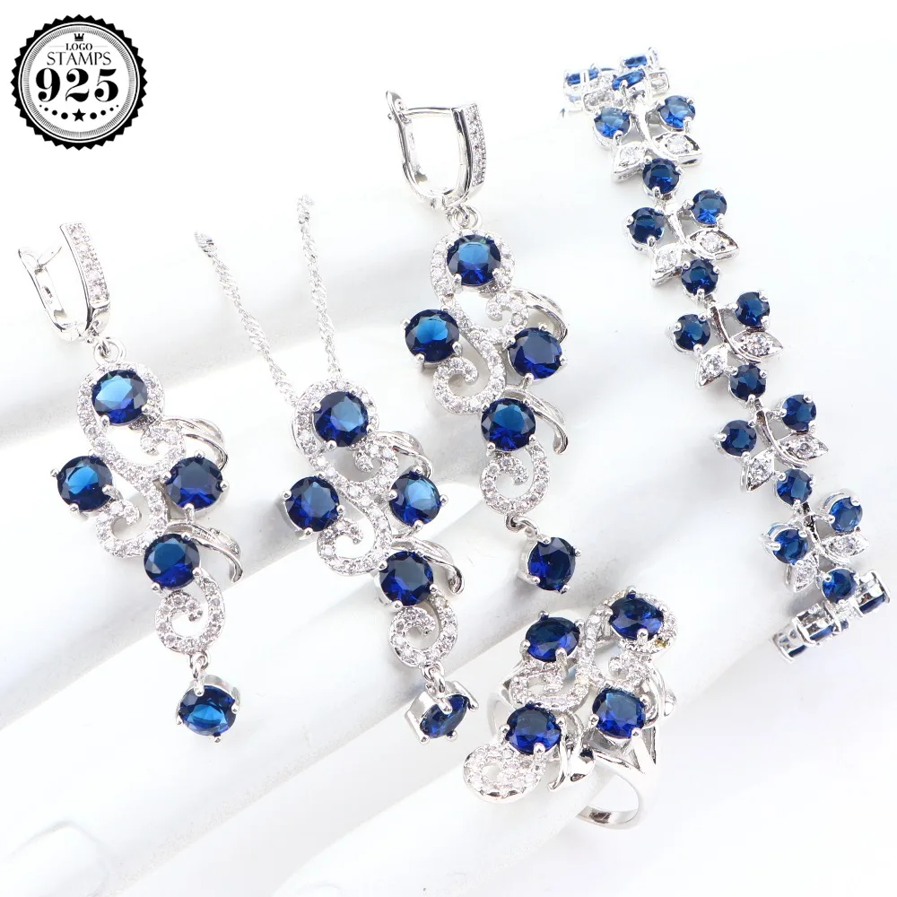 Prezzo Zirconia Set di Gioielli Da Sposa 925 Orecchini In Argento Sterling Per Le Donne Dei Monili di Cerimonia Nuziale Pietre Della Collana Del Braccialetto Anelli Set Contenitore di Regali