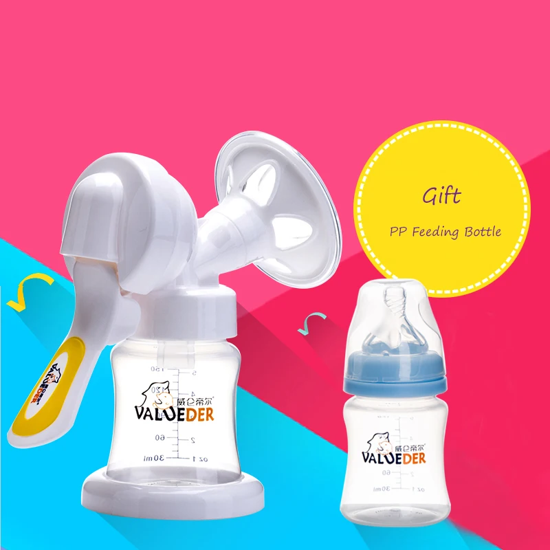 VALUEDER Newest Manual Breast Pump with Non spill Milk Bottle Set Soft