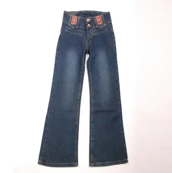 Демисезонный в национальном стиле Slim Fit джинсы с высокой талией, расклешенные джинсы плюс Размеры широкие джинсы штаны клеш джинсовые брюки A100