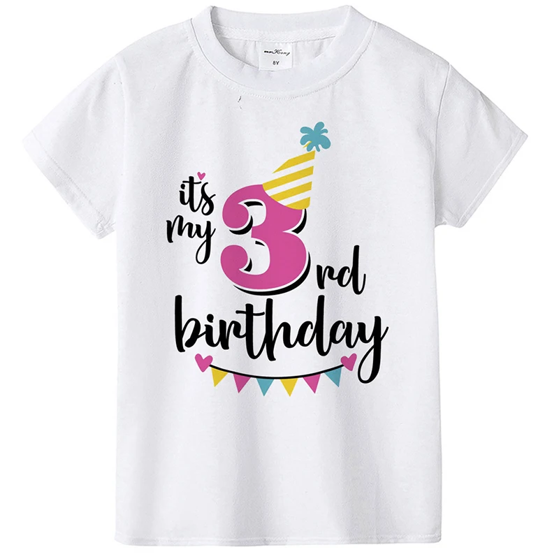 Детская летняя футболка, футболки с короткими рукавами для мальчиков и девочек, топы для детей 1, 2, 3, 4, 5, 6, 7, 8, 9 лет, подарок на день рождения - Цвет: 3