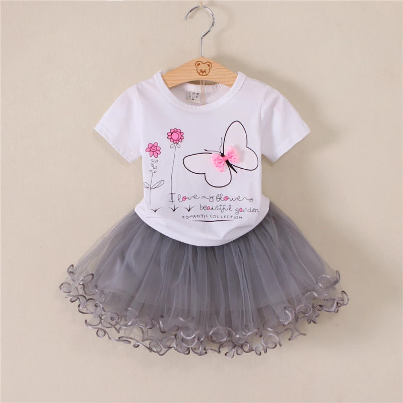 BibiCola Summer Girls skirt Clothing Sets baby girls Skirt+T Shirt