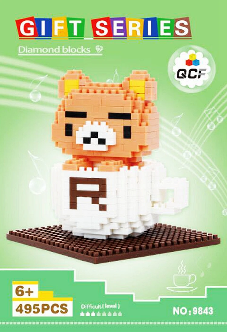 Оптовая Rilakkuma QCF Микро Блоки Мультфильм Пластиковые Мини Медведь DIY Строительство