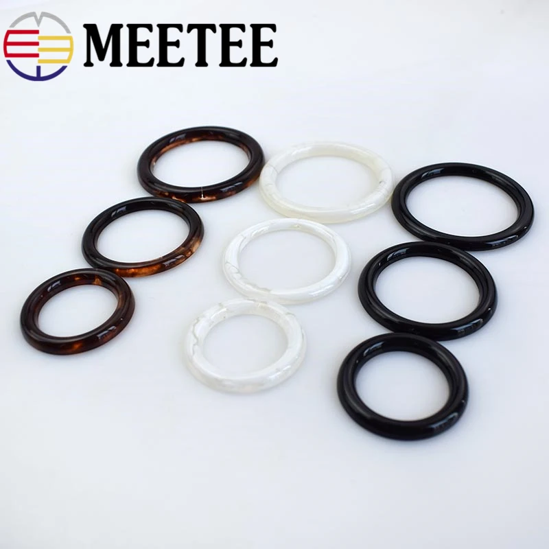 

10pcs Meetee 3.0-4.5cm Round Ring Resin Buckle Buttons Women Scarves Belt Buckle Ribbon Slider for Garment Clothing Bags Decor