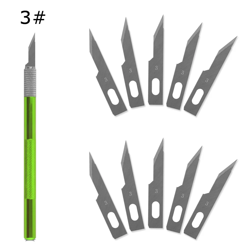 

1 Knife Handle with 10 Blade Replacement 3# Scalpel Knife Tools Kit Cutter Engraving Craft knives Mobile Phone Laptop Paper Cut
