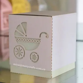 

Baby carriage laser cut baby shower birthday party favor gift boxes