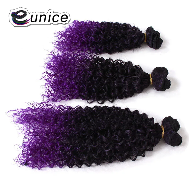 Ombre Jerry Curly Synthetic Hair Weave Bundles Colored Sew in hair Extensions  (42)