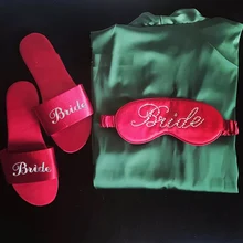 5 шт. в партии, красные, зеленые, черные, на заказ, с логотипом, атласные свадебные платья, тапочки, индивидуальный подарок для невесты