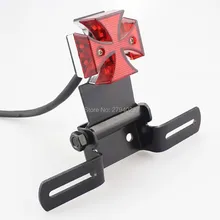 Free Shipping Universal Red LED Cross Rear Brake Stop Lamp with License Plate Fits for Most of Motorcycle Motorbike Custom