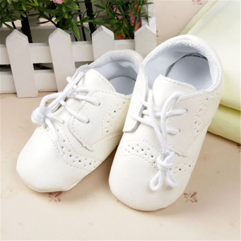 

Baby PU Leather Lace Shoes Newborn Boys Girls Anti-Slip Casual Shoes 0-12M Pure Color