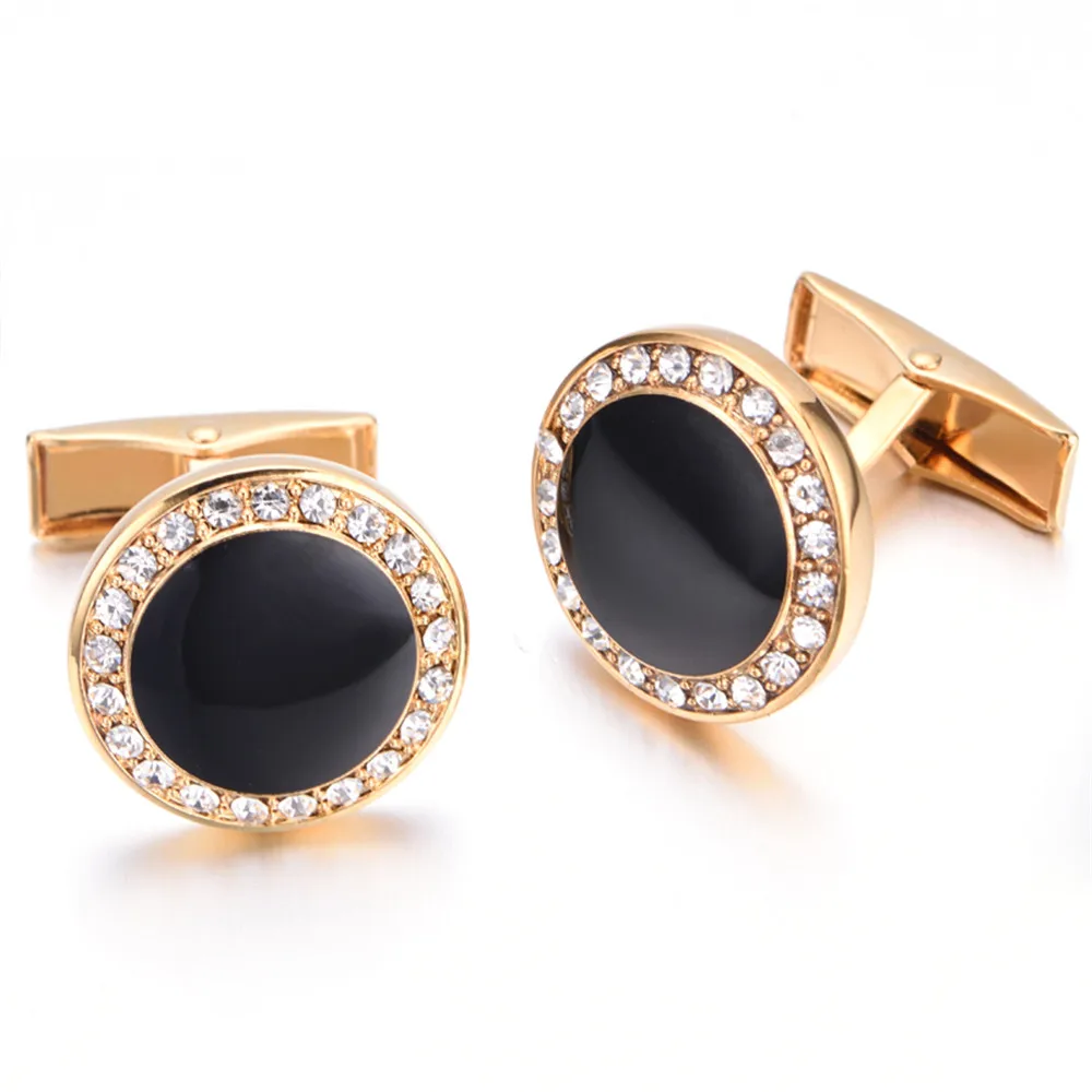 Vintage Cufflinks for Mens Jewelry Shirt Cufflinks, Golden, Black