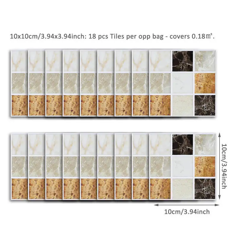 

Self Adhesive Mosaic Tile Sticker,Decor Waterproof Peel&Stick PVC Tiles Kitchen Backsplash Bathroom Wall Tile Stickers