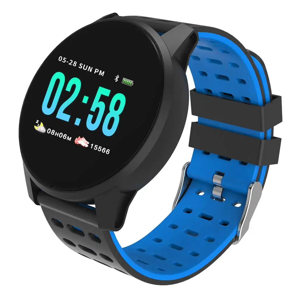 Смарт-часы W1 для мужчин кровяное давление фитнес-трекер для измерения сердечного ритма шагомер мужские спортивные Смарт-часы для Android IOS - Цвет: Синий