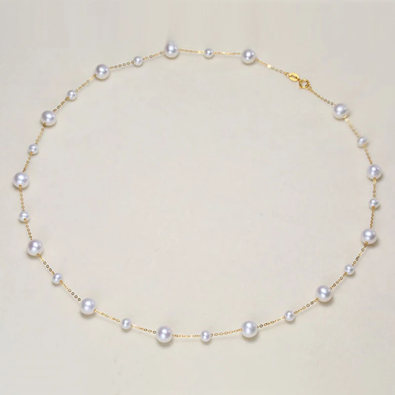 Sinya Classical 18k gold necklace freshwater pearls star family design choker fine jewelry for women Mom lover girls best gift (17)