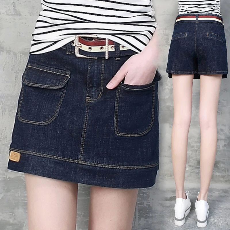 2017 Spring and summer new half female denim skirt show thin a word