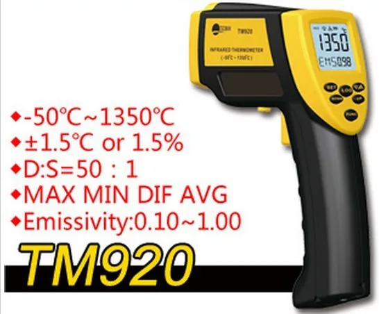 

New infrared thermometer TM920 digital thermometer Multifunction pyrometer Temperature Range: -50C-1350C outdoor thermometer