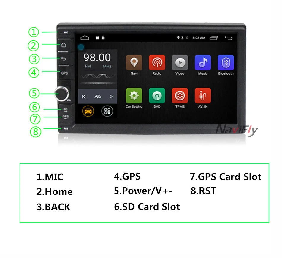 Flash Deal NaviFly 7" 2 Din Android 7.1 Universal Car Multimedia Player GPS Navigation car Radio player for Nissan Toyota Audio Head Unit 14