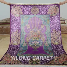 Yilong 4'x6' традиционный ковер ручной работы Фиолетовый антикварная вещь турецкие шелковые коврики(1062