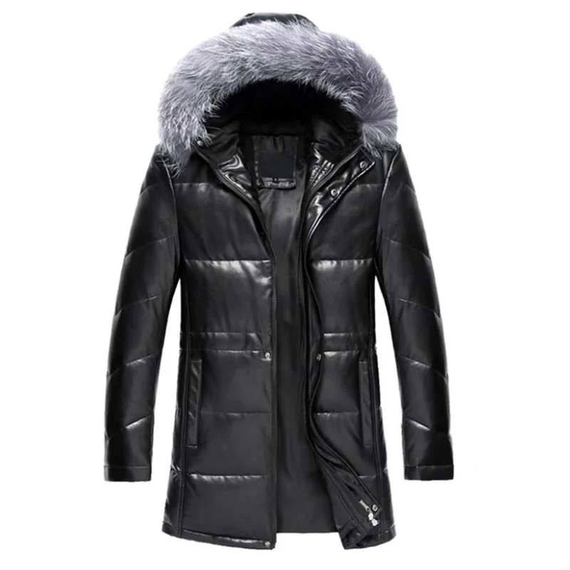 New listing fall and winter high end men's leather jacket down jacket