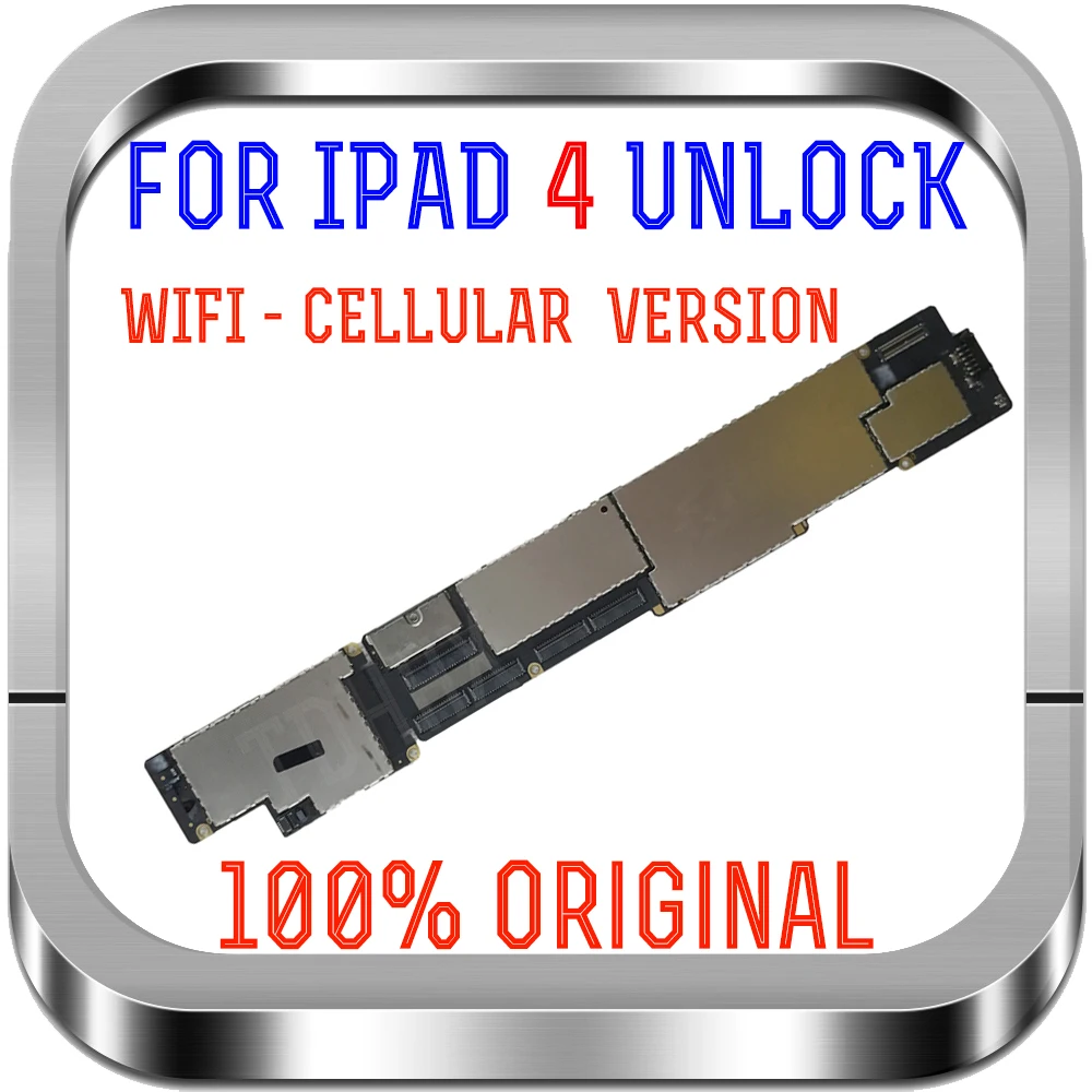 

16GB / 32GB / 64GB Original Unlocked Wi-fi + Cellular Version Logic Board For ipad 4 Motherboard with Chips Good Working