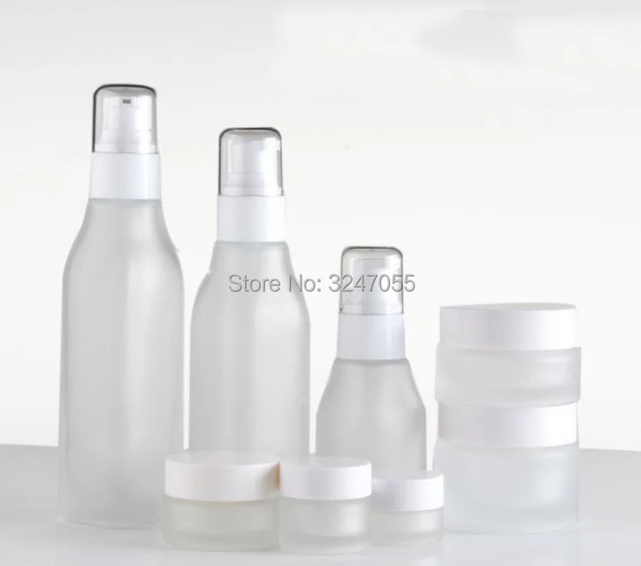 

120ml100ml40ml Frosted Glass Empty Cosmetic Lotion Pump Bottle, Perfume Spray Vials, 50g30g20g10g5g Cosmetic Cream Container