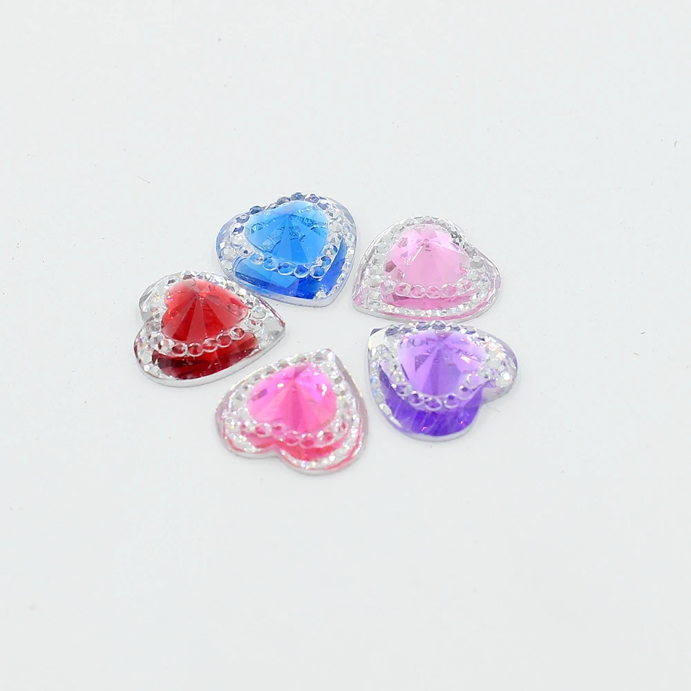 Shining Brightly 14mm 50Pcs Craft Flatback Resin Heart Stone Beads Rhinestone For DIY | Украшения и аксессуары