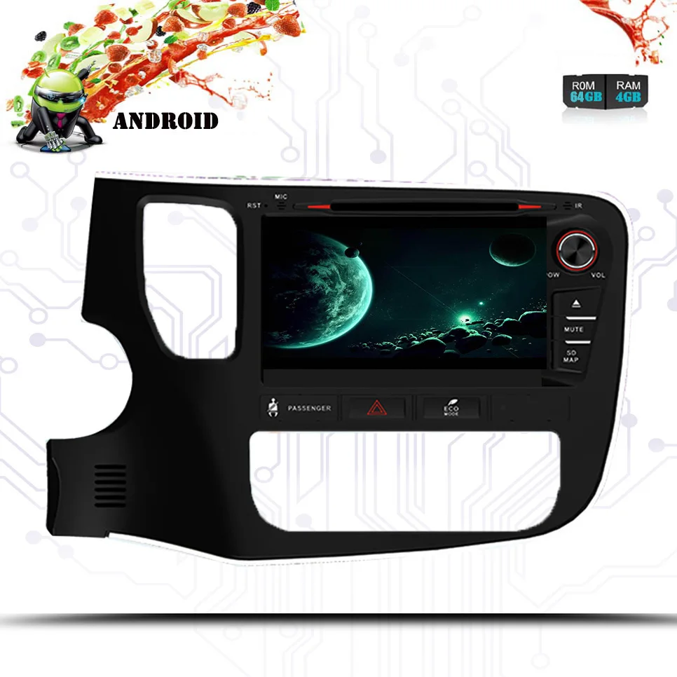 Top 8" Android 9.0 Car GPS Player Navi for Mitsubishi Outlander 2014-2018 with 4G+64G Octa Core With DVD Radio Multimedia Bluetooth 3