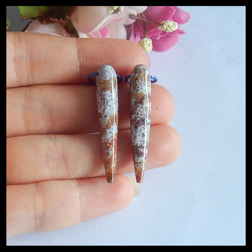 

Natural Gemstone Ocean jasper Fashion women long earring beads,Semiprecious stone Jewelry,37x7mm,4.62g
