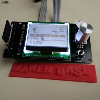 

E&M DIY 128*64 MKS BASE MINI12864 Screen for 3D Printer Parts Mini LCD Panel Module Smart Marlin with FC Cable Adapter SD Plate