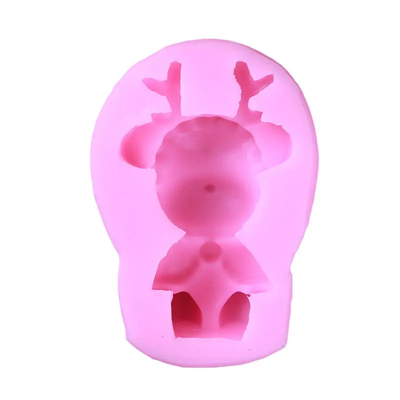 

Creative Hot 1pc Christmas Bear With Antlers Handmade Silicone Soap Molds 3D DIY Soap Mold For Soap Candle Making DIY Gift