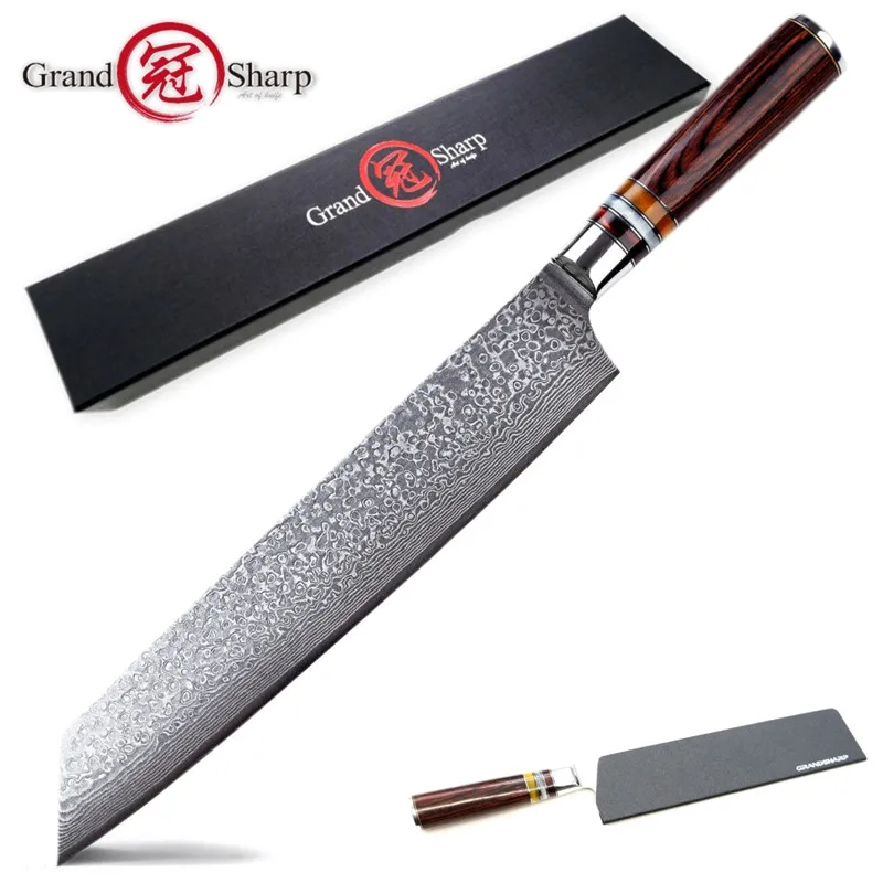 Grandsharp дамасский нож шеф повара 9 5 дюймов японский кухонный 67 слоев vg10 с