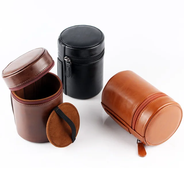 Hard PU Leather Camera Lens Cases Pouch Bag Case For Canon 24 105mm 58