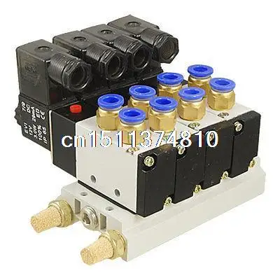 

DC 12V 5/16" Quick Fitting 2 Position 4 Solenoid Valve w Base Muffler