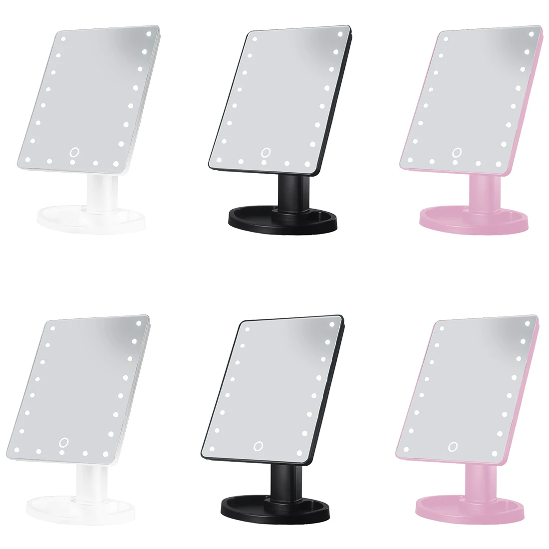 360 Degrees Rectangle Rotatable Makeup Mirror Adjustable 16/22Leds