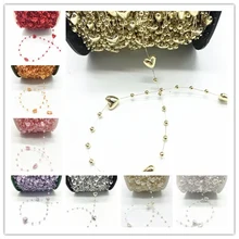 Linha de pesca de pérolas artificiais 3 jardas, corrente para decoração de festa de casamento, faixa de cabeça de 10mm, formato de coração, faça você mesmo