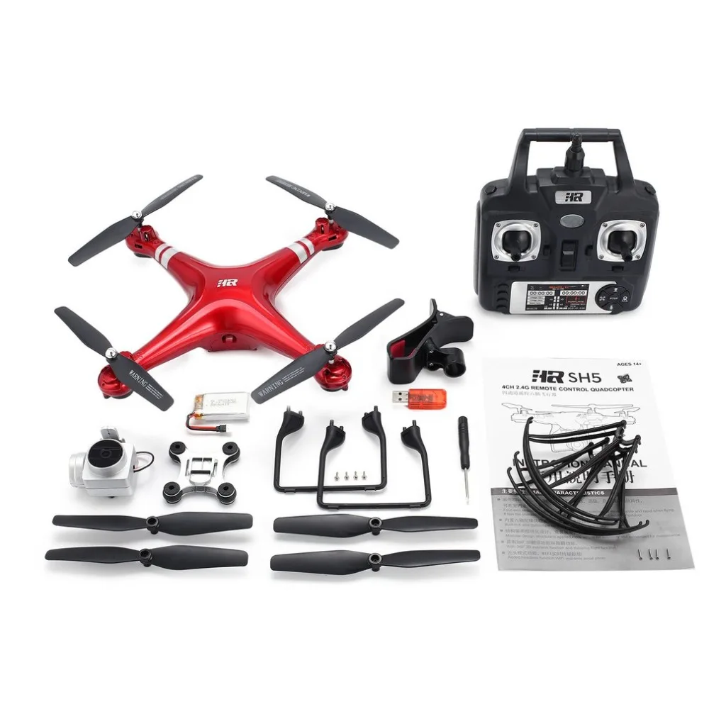 

SH5H 2.4G FPV RC Drone with 1080P Wide Angle Wifi HD Camera RC Quadcopter with Live Video Altitude Hold Headless One Key Return