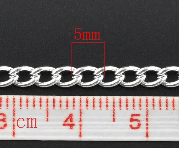 DoreenBeads 10 м Серебристые цветные звенья открытые цепи 5x3 3 мм (B09582)|curb chain|chain color10m chain |