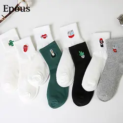 Epous Harajuku Новая мода вырезать хлопок Harajuku молочно красный носки с принтом в форме сердца Высокое качество полосатый теплый зимние и зимние