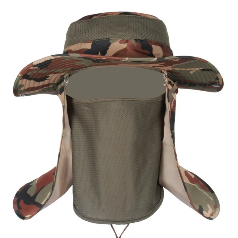 Outdoor insect Proofing Camouflage Bucket Hats Military Mens Fishing