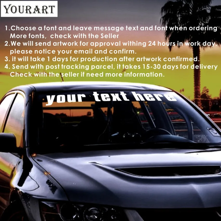 Yourart 4" пользовательские автомобильные наклейки s Стайлинг JDM наклейка на заказ текстовый скрипт на лобовое стекло графическая виниловая наклейка s Voiture