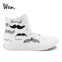Вэнь высокие парусиновые вулканизированные туфли Борода Усы ручная роспись обувь мужские дизайнерские кроссовки на заказ женские плимсоллы повседневная обувь на плоской подошве