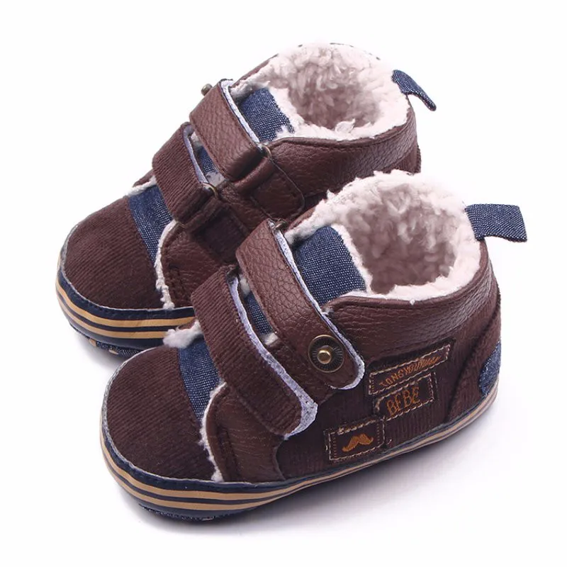 Модные Нескользящие зимние ботинки для новорожденных мальчиков; Теплая обувь для малышей