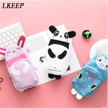 

New Kawaii Cartoon Cosmetic Bag Panda Rabbit Zipper PU Leather Waterproof Pencil Case Fun Children Gifts Women Makeup Bags