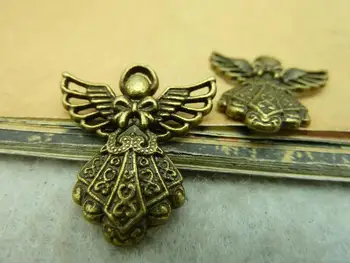 

10pcs 23zx26mm Antique Bronze Lovely Smaller Filigree Angel With Wings Charm Pendant c3291