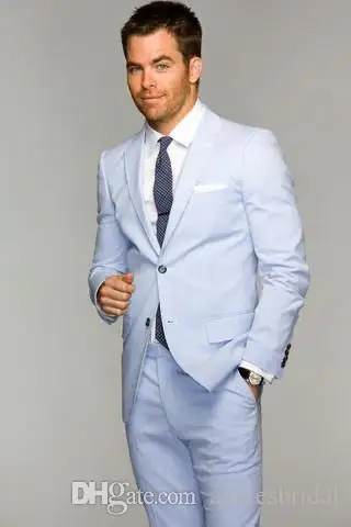 2017 Latest Coat Pant Designs Light Blue Formal Slim Fit