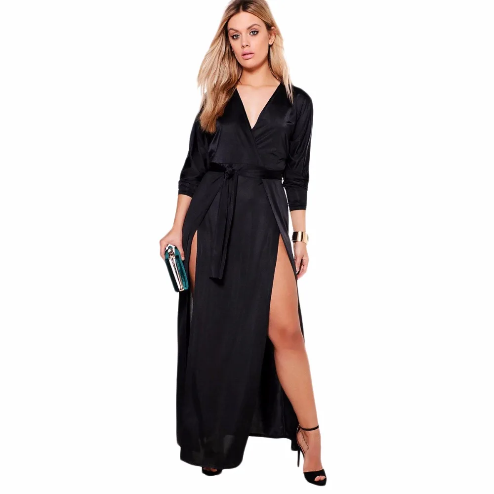 Long sleeve black maxi dress womens size