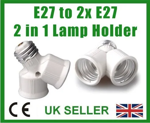 

Lamp Socket Splitter E27 to two E27; 2 into 1; Screw Light Bulb Fitting Adaptor