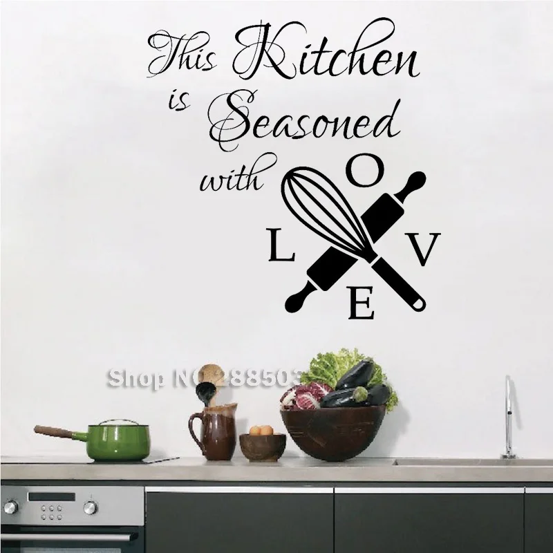 Love Kitchen Wall Decals Quote Decal This is Seasoned with Love Vinyl