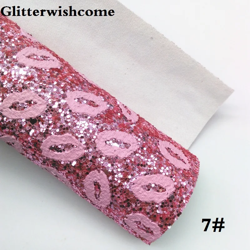 Glitterwishcome 21X29 см A4 размер винил для бантов Валентина массивный блеск кожа ткань винил с губами для бантов, GM114A