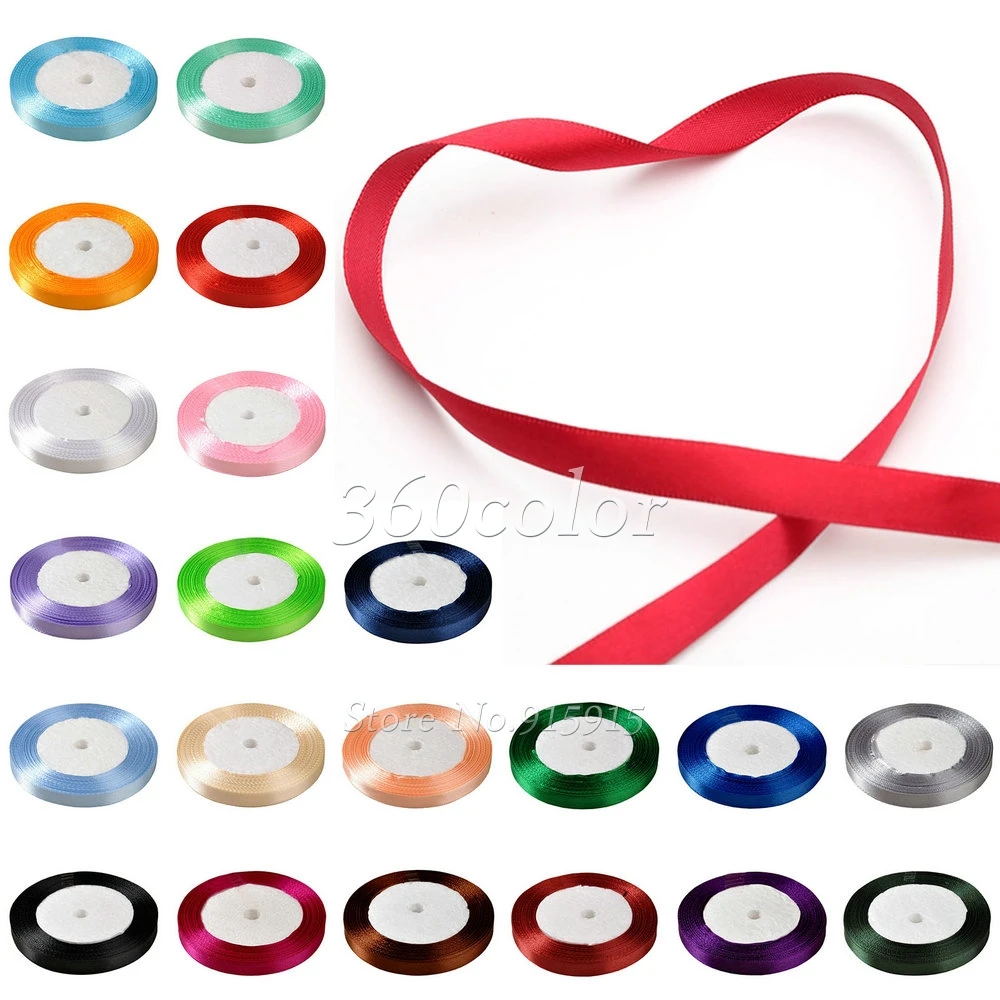 

25yards of Roll 6mm Satin Ribbon Roll Wedding Party Xmas Decoration Crafts Packing Belt DIY Gift Box Wrap