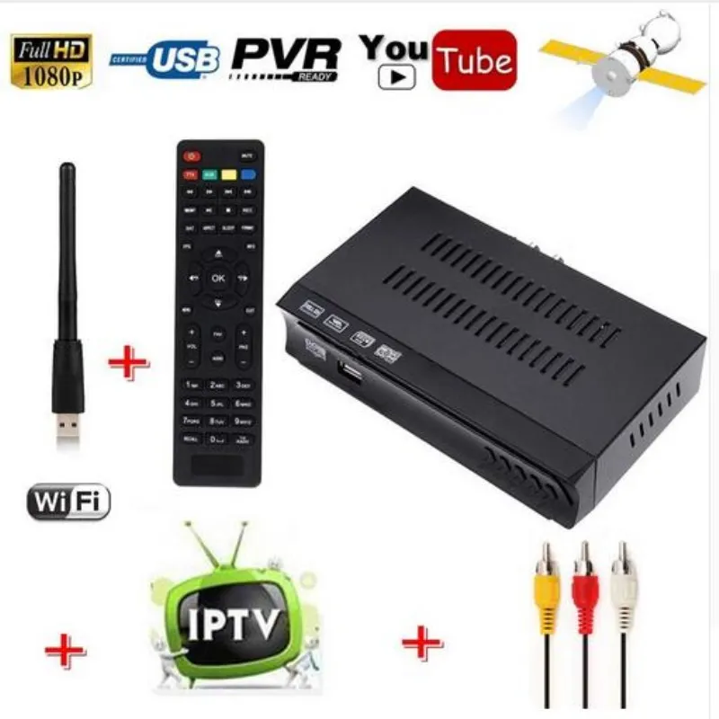 

Vmade HD DVB-S2 Satellite Receiver+USB WiFi Dongle Adapter antenna support IPTV Youtube Biss Key Cccamd Newcamd Set top box